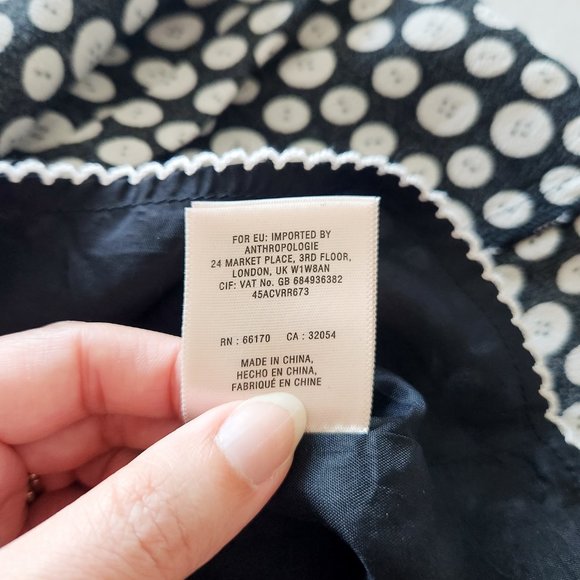 Anthropologie Maeve Ruffled Black and White Button Print Mini Skirt Size S - Picture 15 of 16